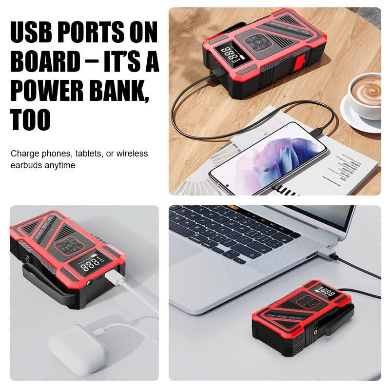 3000A 21V Car Jump Starter & 150PSI Tire Inflator 2-in-1 Portable Compressor