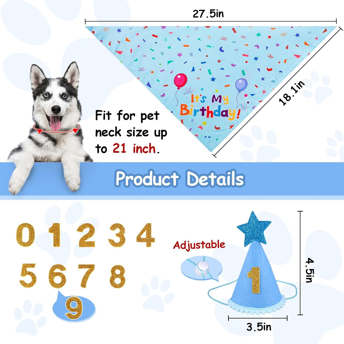 Dog Birthday Party Supplies – Premium Bandana & Hat Set for Dogs