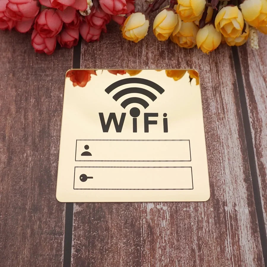 Acrylic Mirror WiFi Sign Sticker | Handwrite Account & Password Notice Board