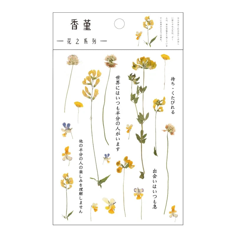 Yoofun Daisy Clover Babysbreath Fern Transparent PET Stickers | Floral Plant Sticker Set for Scrapbooking and DIY Crafts