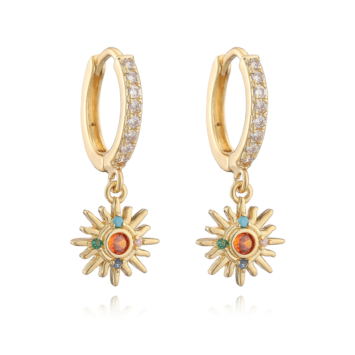 Sun Star Drop Earrings | 18K Gold Plated Meteorite Charm Jewelry