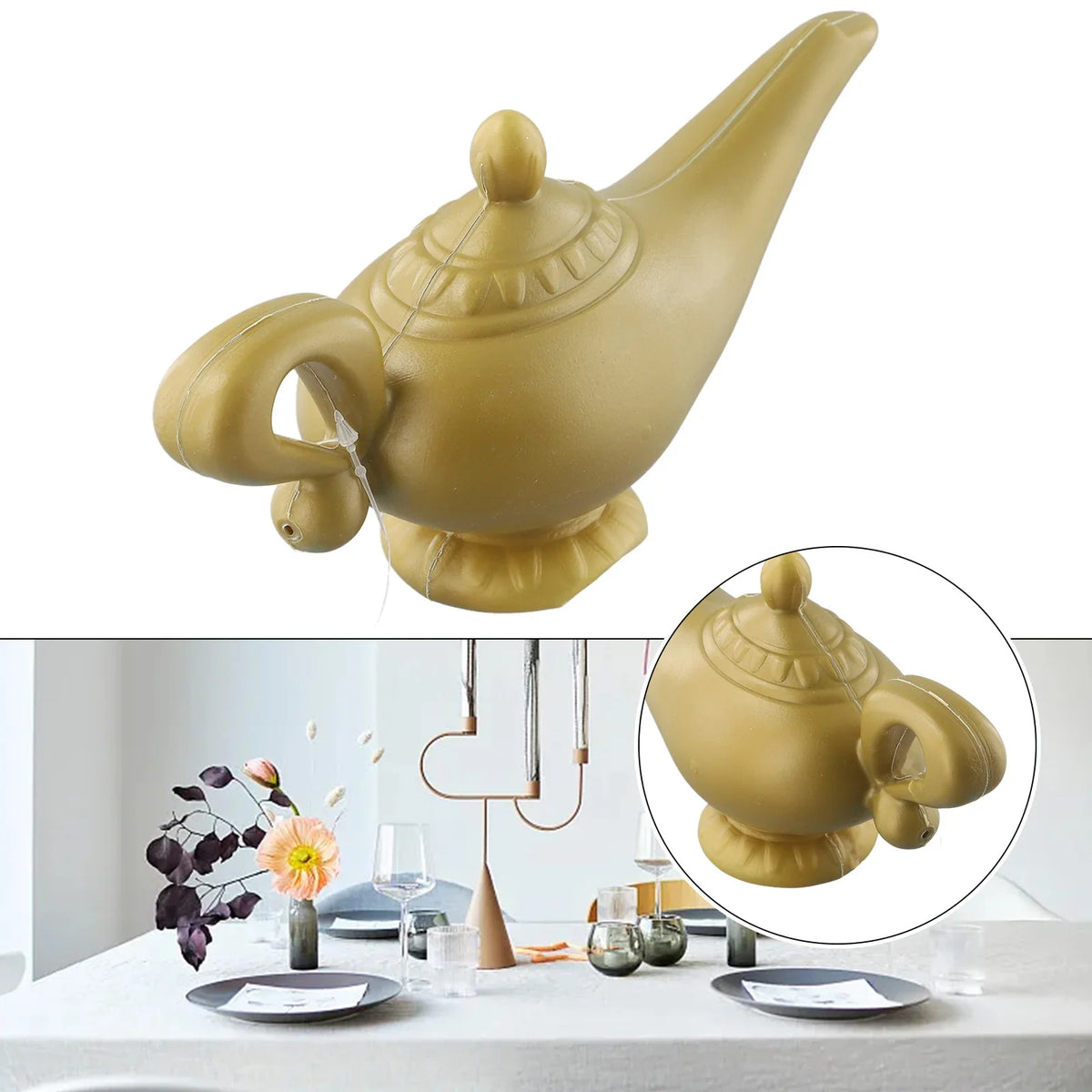 Aladdin Genie Lamp Costume Props Halloween Christmas Tea Pot Cartoon Genie Lamp Home Party Ornament