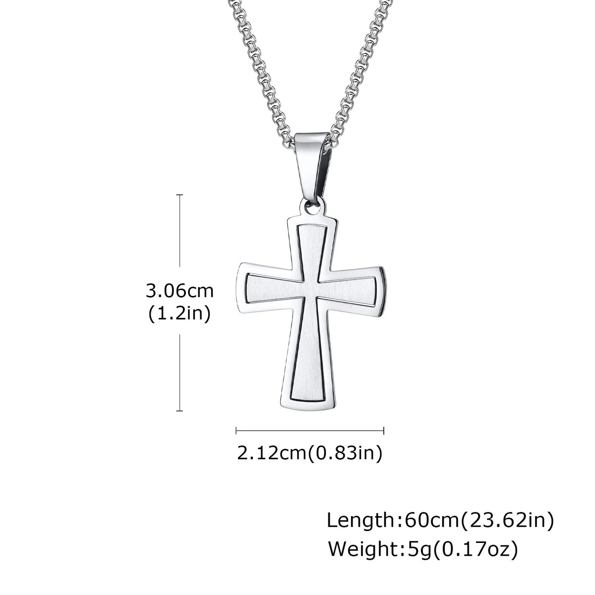 Plain Cross Necklace for Men and Boys | Stainless Steel Silver Tone Religious Jewelry