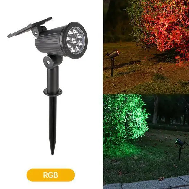 9LED Solar Spotlights Garden Waterproof IP65 Spot Lights Brightness Adjustable for Outdoor Backyard Driveway Lawn Decor Lighting