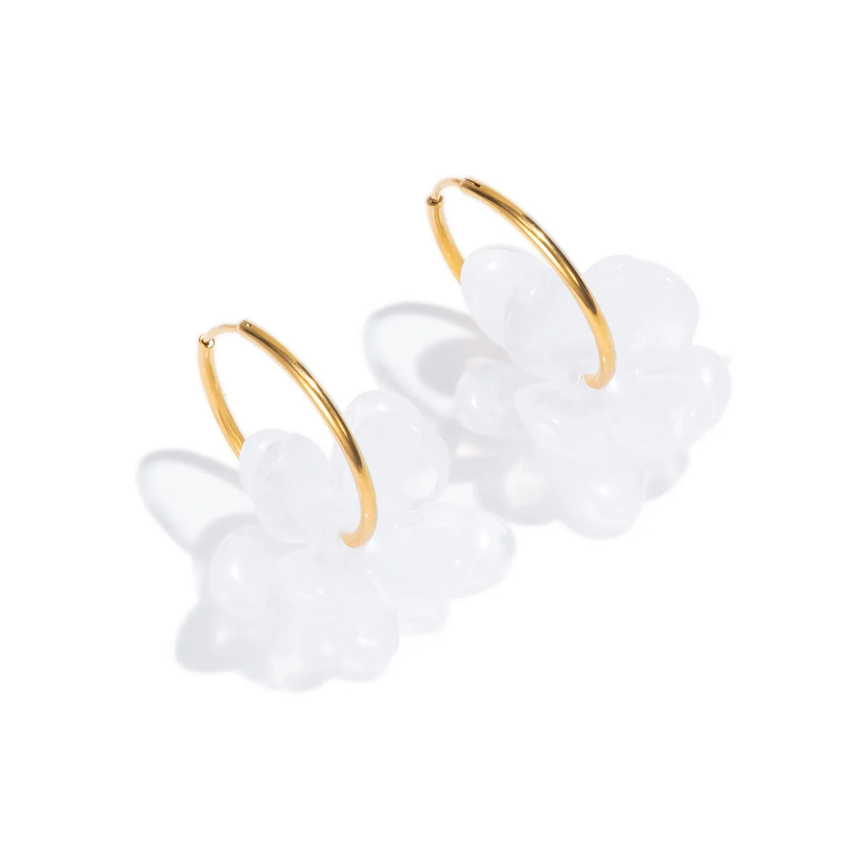 30mm Stainless Steel Drop Earrings | Resin Flower Design for Women