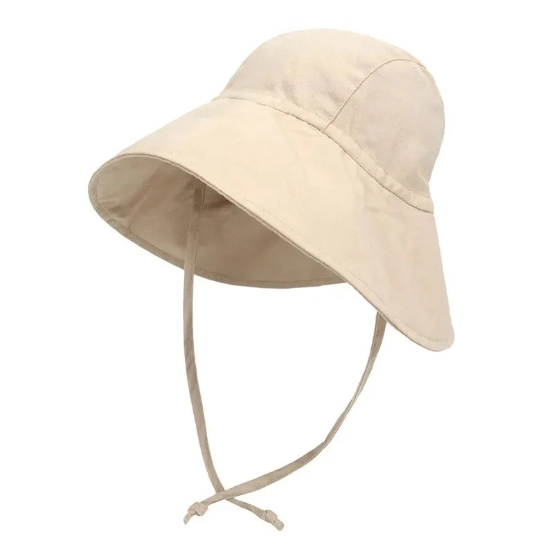 Big Brim Baby Sun Hat | Cotton Linen Kids Bucket Hat for Girls Boys