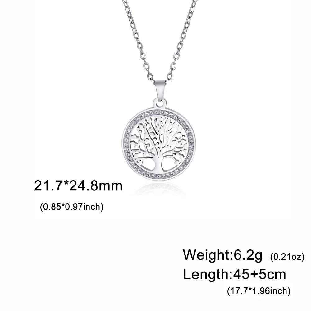 Skyrim Tree of Life Necklace | Stainless Steel Gold Pendant with Zircon