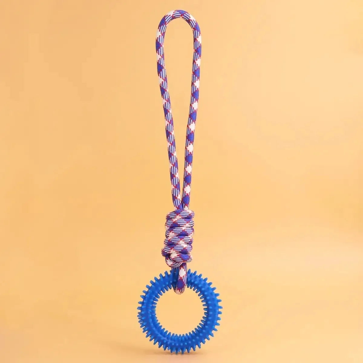 Colorful Woven Nylon Rope and Rubber Dog Toy | Chew Resistant Outdoor Play