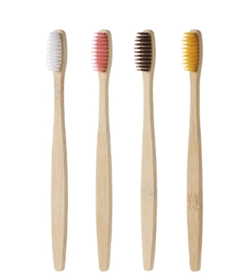 Single Cowhide Wrapped Bamboo Toothbrush Set Natural and Environmentally Friendly Bamboo Toothbrush Tablet One Box of 10 P