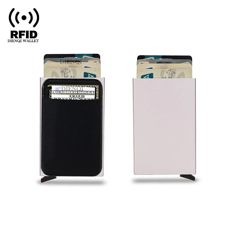 DIENQI RFID Credit Card Holder | Slim Pop-Up Metal Wallet