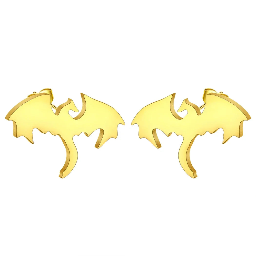 Punk Black Western Dragon Ear Stud | Stainless Steel Stud Earrings