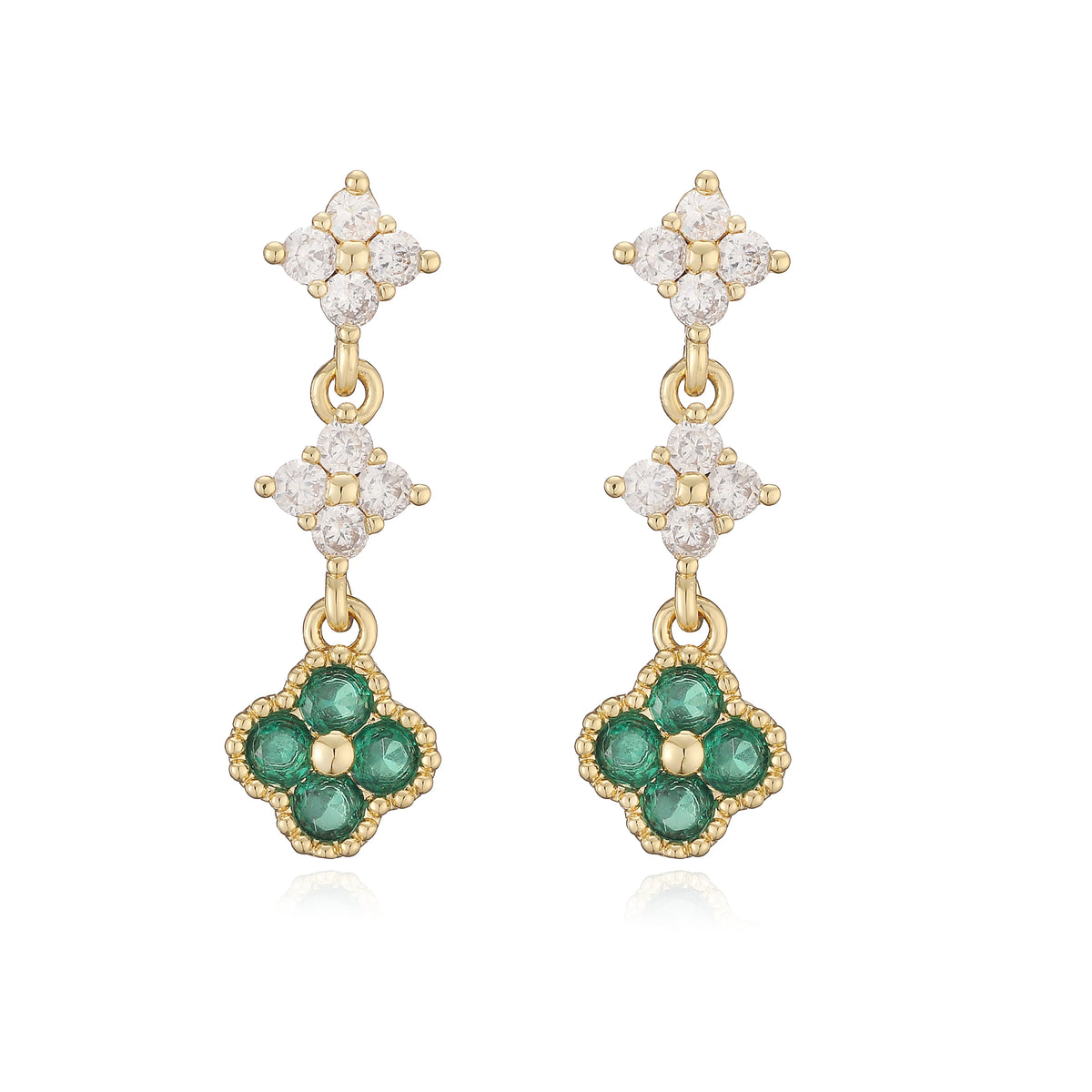 Sparkling Zirconia Floral Tassel Stud Earrings | French Banquet Style Jewelry