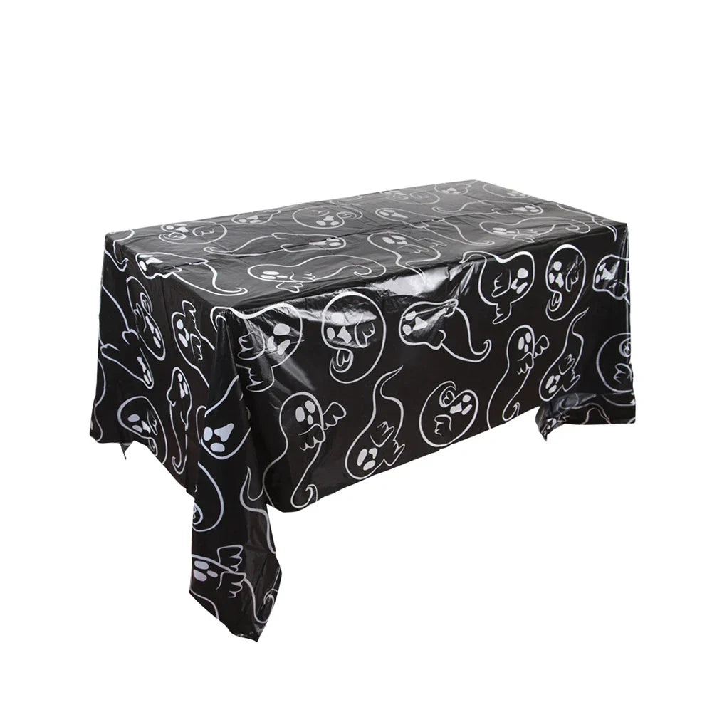 Halloween Decoration Tablecloth,Disposable Pumpkin Spider Web Bat Plastic Table Cover,Halloween Party Home Table Decor