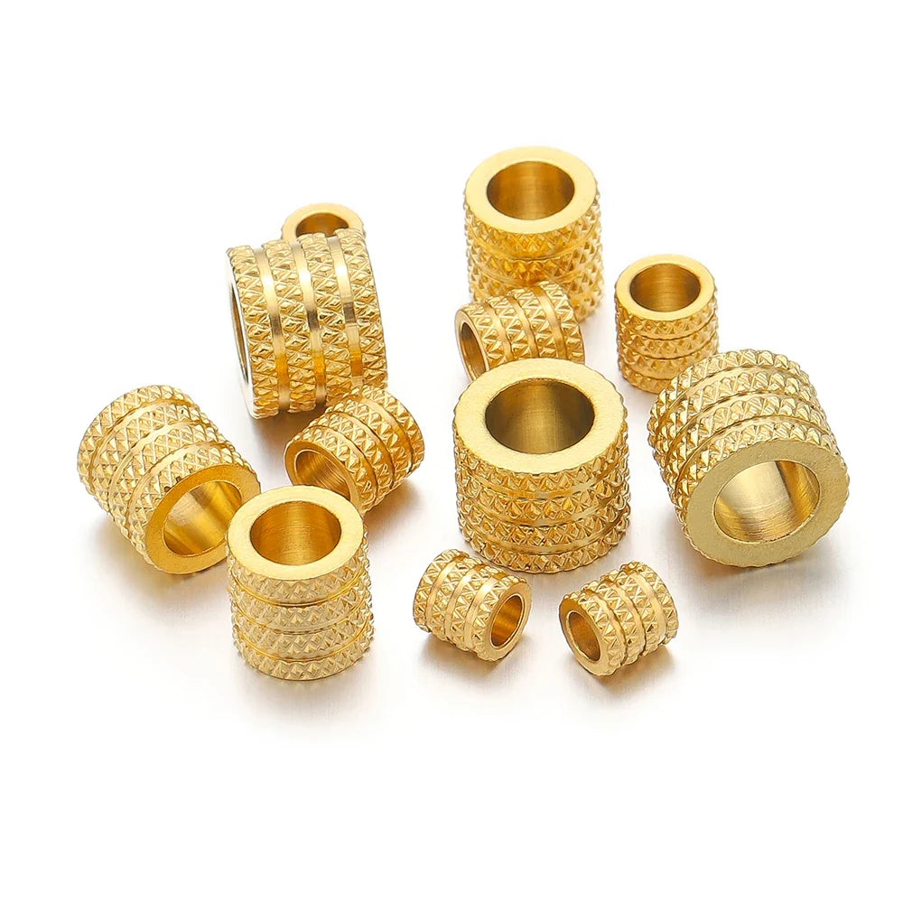 10Pcs Stainless Steel Big Hole Spacer Beads | DIY Jewelry Findings for Bracelets and Necklaces