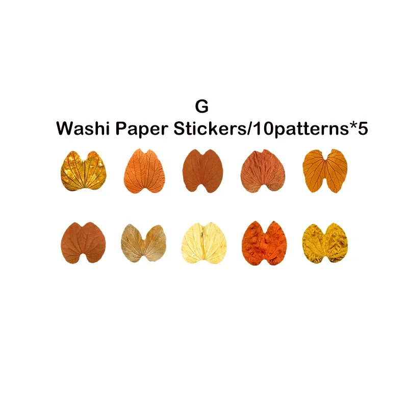 Leaf Washi Paper Stickers | 50-Pack DIY Scrapbooking Decor
