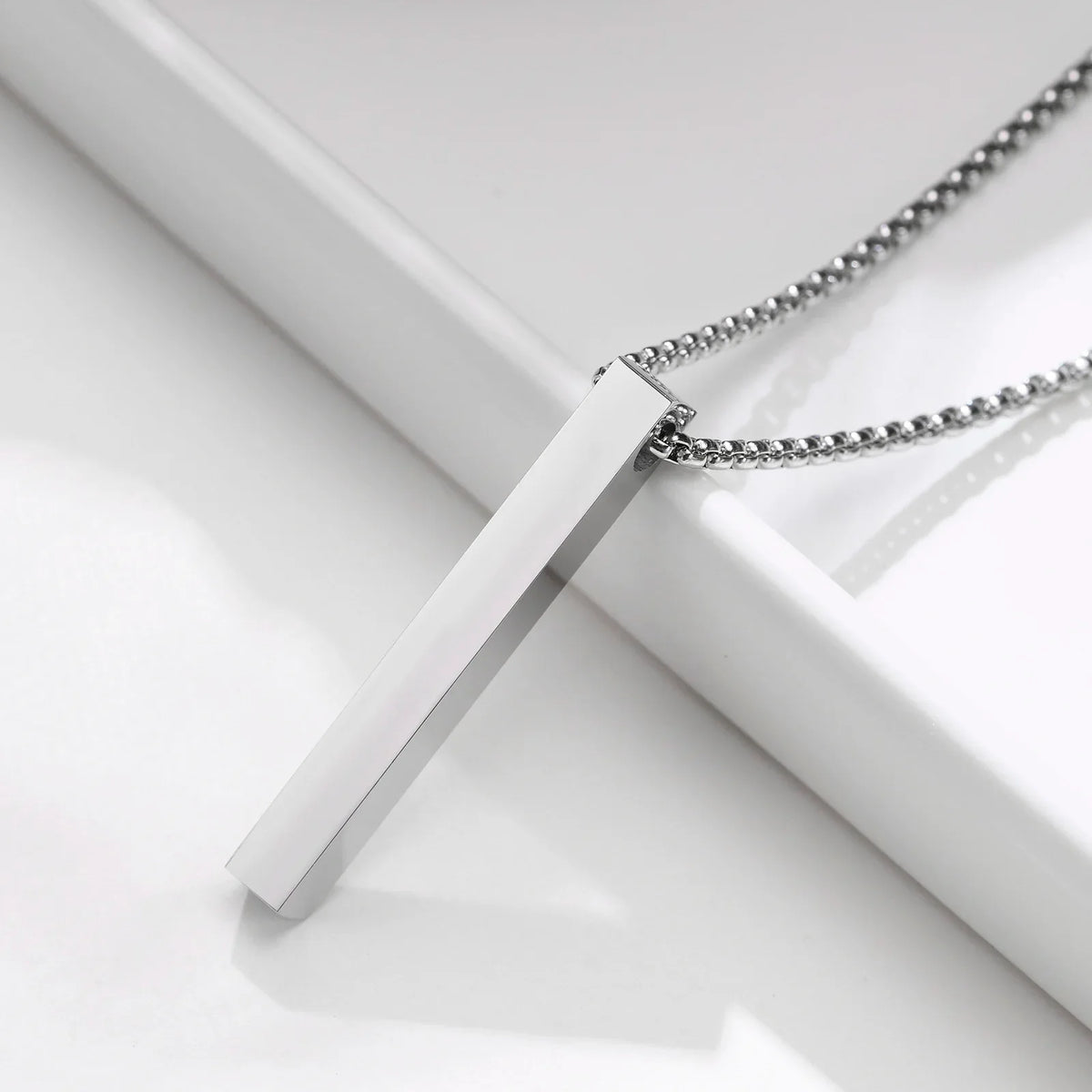 Vinox 5mm Pillar Necklace | Unisex Stainless Steel Geometric Pendant