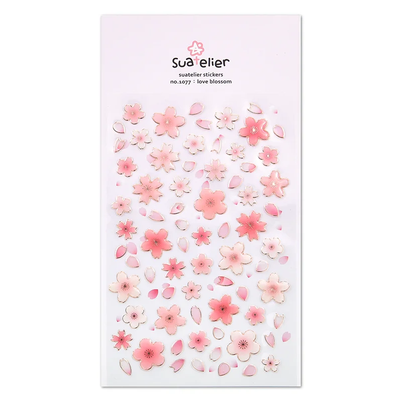 Korean Cherry Blossom Petal Stickers | Sakura Scrapbook and Stationery Set