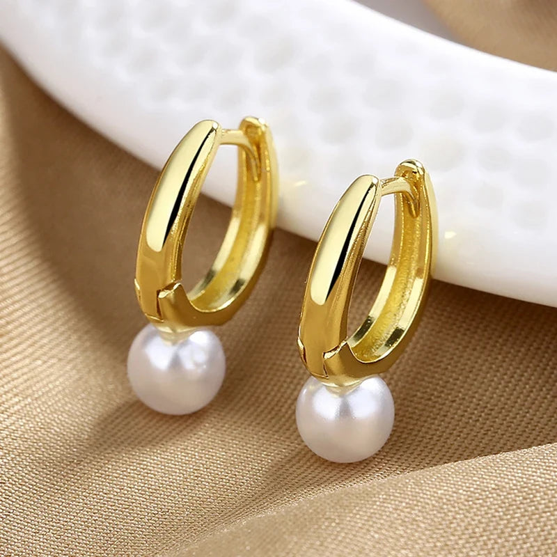 Pearl Hoop Earrings for Women | Light Luxury Fashion Jewelry