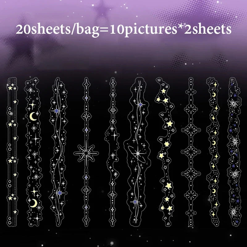Mr.Paper 20pcs Starlight Series Laser Silver PET Stickers | Holographic Star Decor for Journals and DIY Crafts
