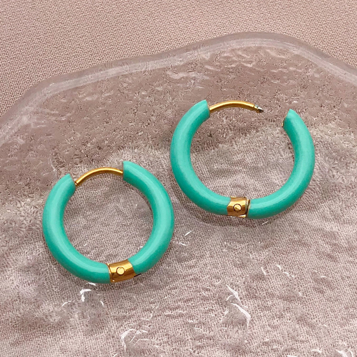 2pcs Candy Color Enamel Hoop Earrings | Sweet Summer Stainless Steel Jewelry