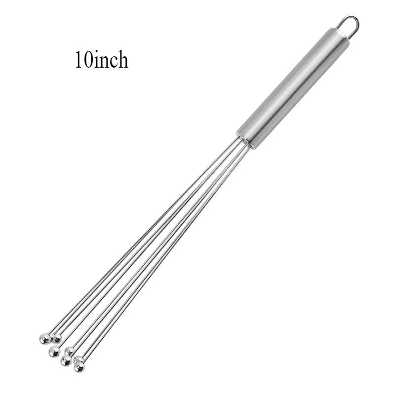 10/12 Inch Manual Egg Beater | Stainless Steel Ball Mixer for Cooking