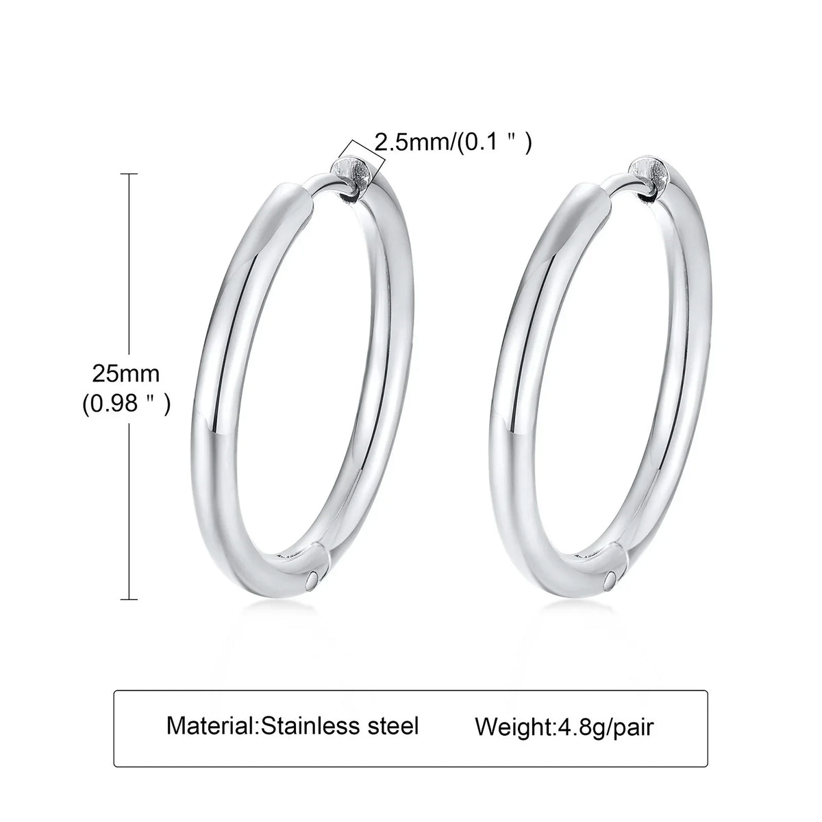 Classic Stainless Steel Hoop Earring for Men Boys | Anti Allergy Metal Huggies Earring
