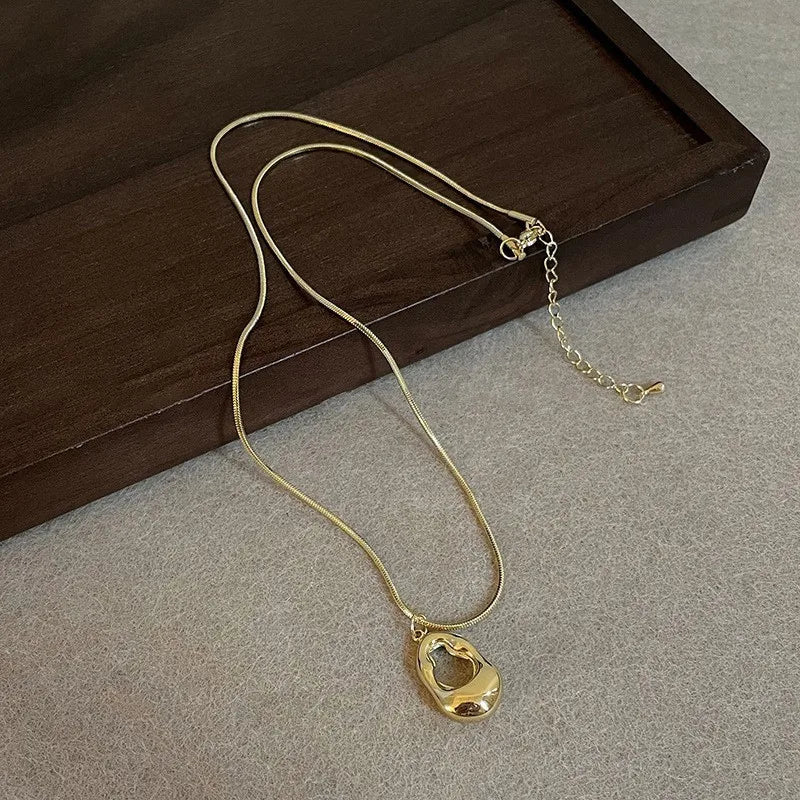 Irregular Pendant Necklace for Women | Stainless Steel Snake Chain Minimalist Jewelry