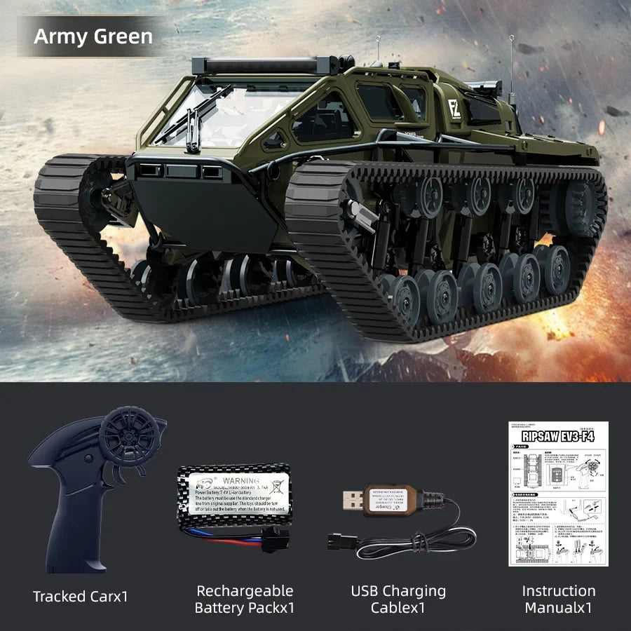JJRC C8812 LED Light Full Scale Tracked Tank Simulation Model Toy RC Car Model Drift Remote Control Off-Road Vehicle Boy Gift