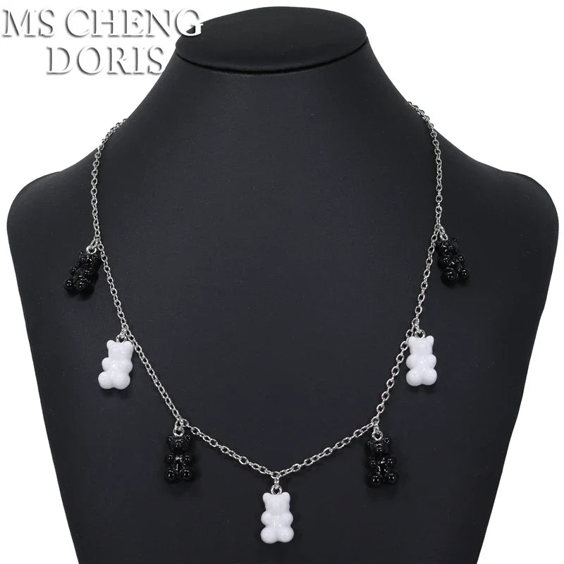 33 Styles Cute Resin Gummy Bear Chain Necklaces | Candy Color Pendant Jewelry for Women