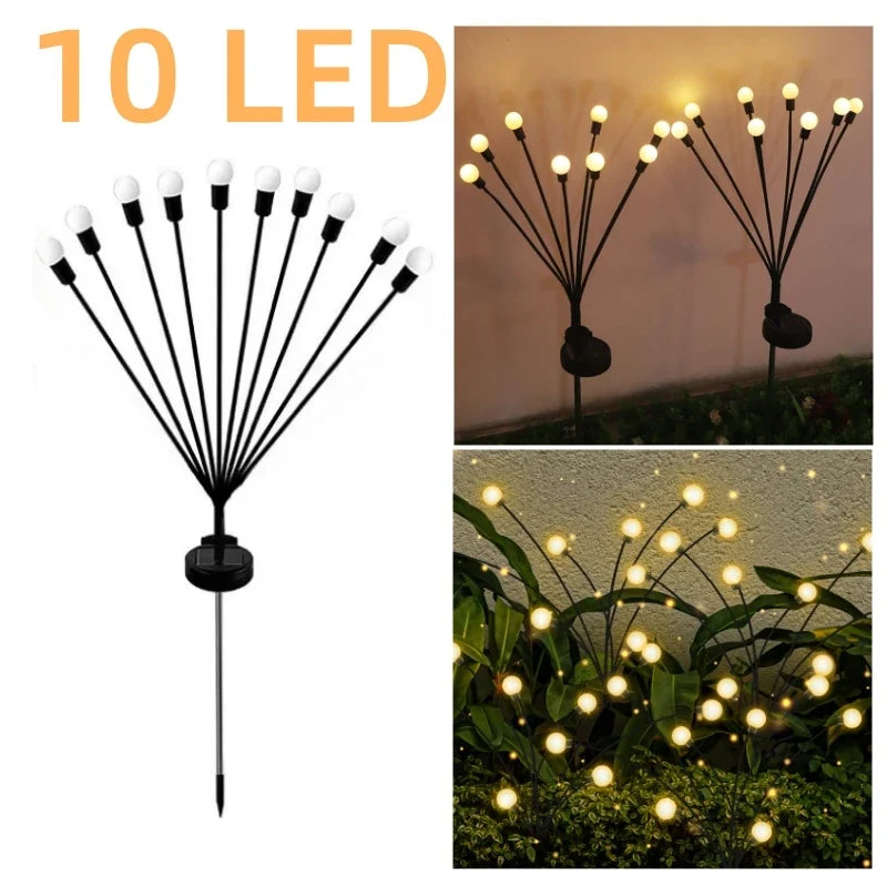 6/8/10 LED Solar Powered Garden Lights Firefly Lights Outdoor Waterproof Vibrant Swaying Lights for Patio Pathway Decoration