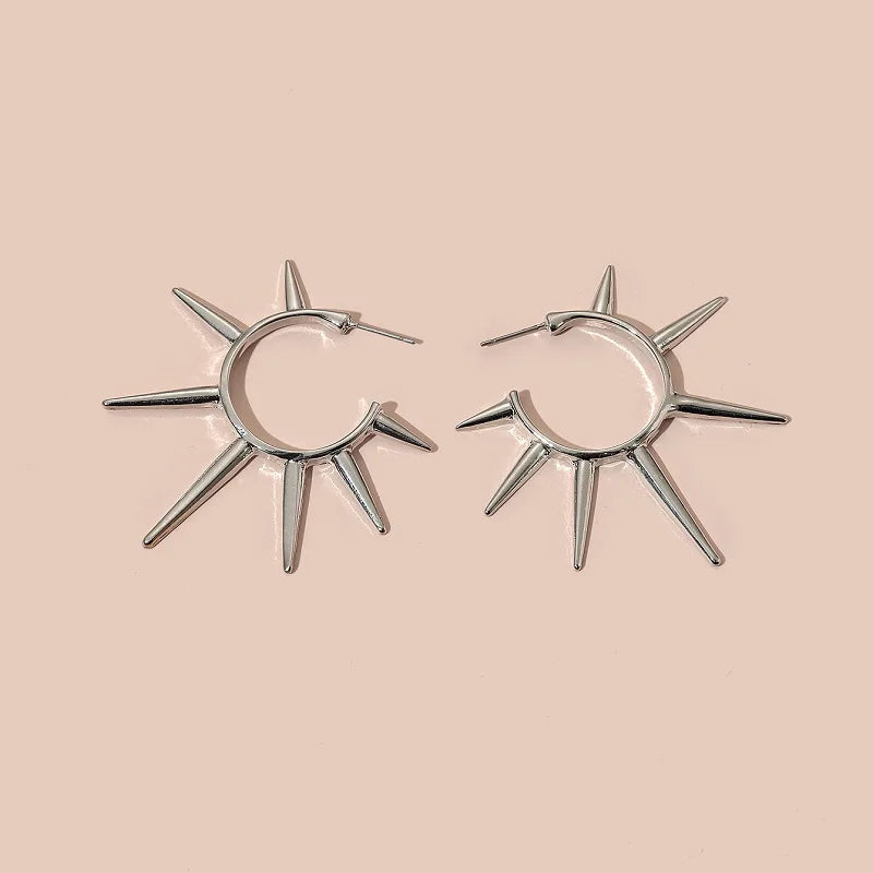 Gold Sun Stud Earrings | Punk Exaggerated Hip Hop Jewelry for Women