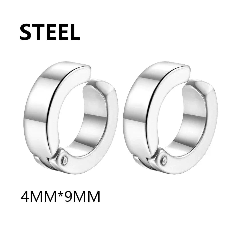 Stainless Steel Non-Piercing Triangle Earrings | Punk Hip Hop Ear Clip Set