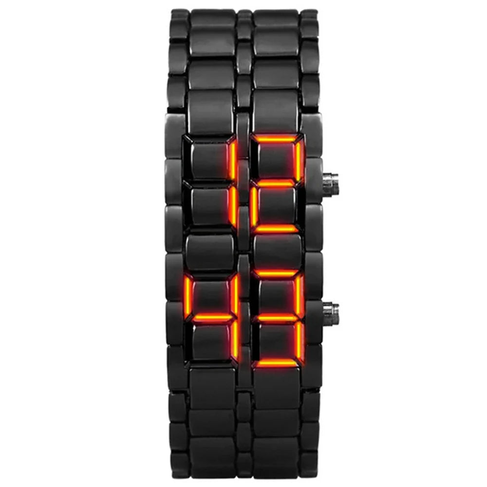 Fashion Mens Digital Lava Wrist Watch | Full Metal LED Display Timepiece