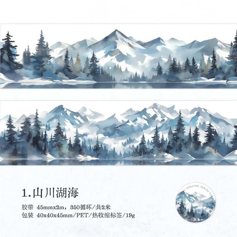 Natural Forest Tape Sticker | 4.5x200cm Scenery Decorative Masking Tape for Junk Journal Scrapbooking