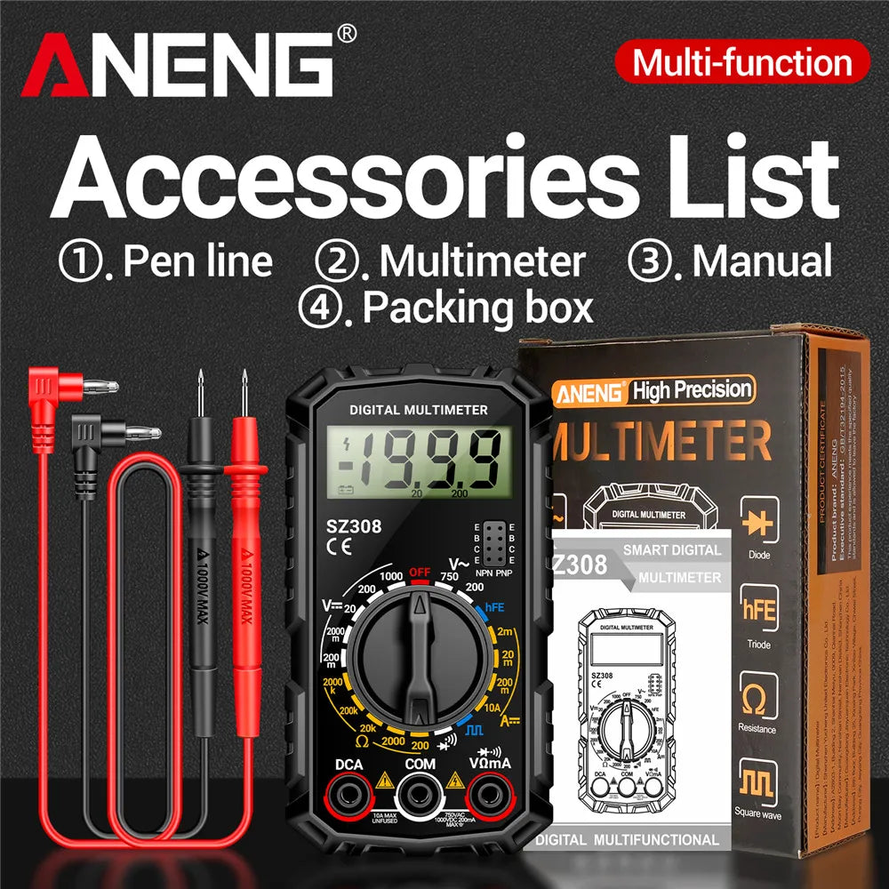 ANENG SZ308 1999 Count Digital Multimeter | High-Precision AC/DC Tester