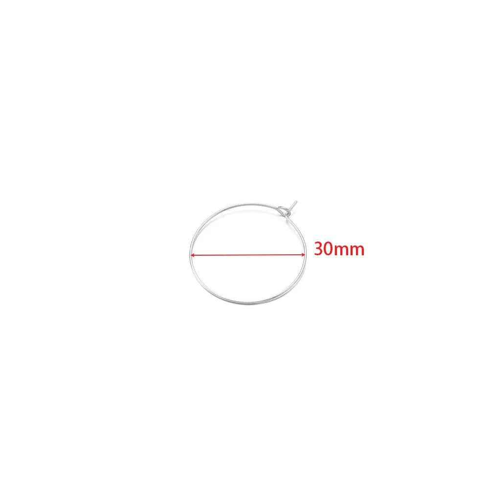 20pcs Stainless Steel Big Circle Hoop Earrings Wires | 18K Gold Plated or Steel Color, 20-40mm