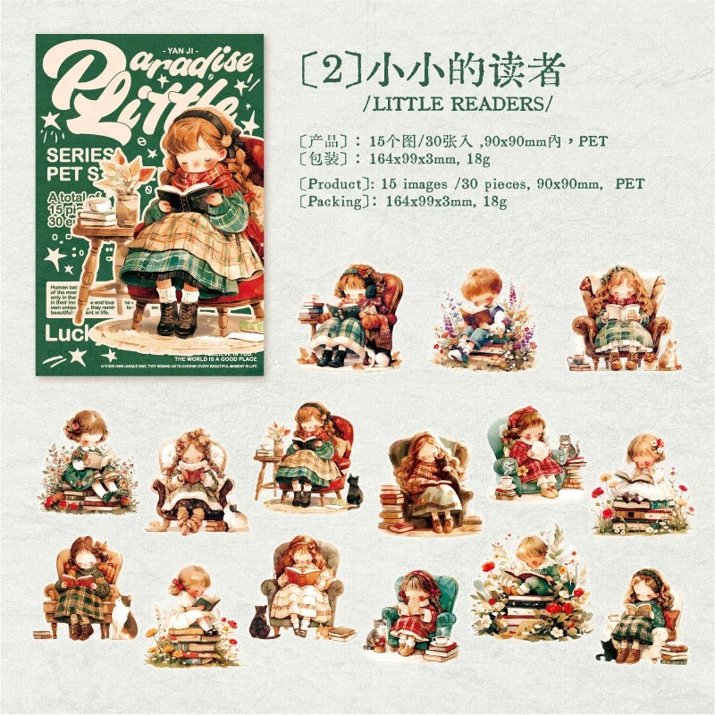 30pcs Cute Girl Stickers for DIY Planner Scrapbooking | Lovely Paradise Decal Pack