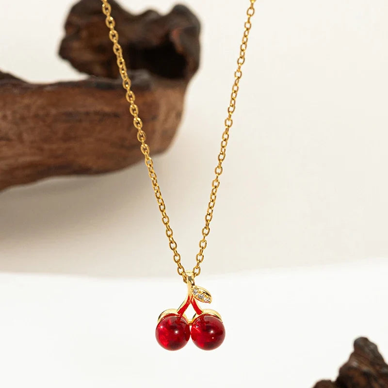 ANENJERY 316L Stainless Steel Fruit Pendant Necklace | Simple Fashion Jewelry for Women
