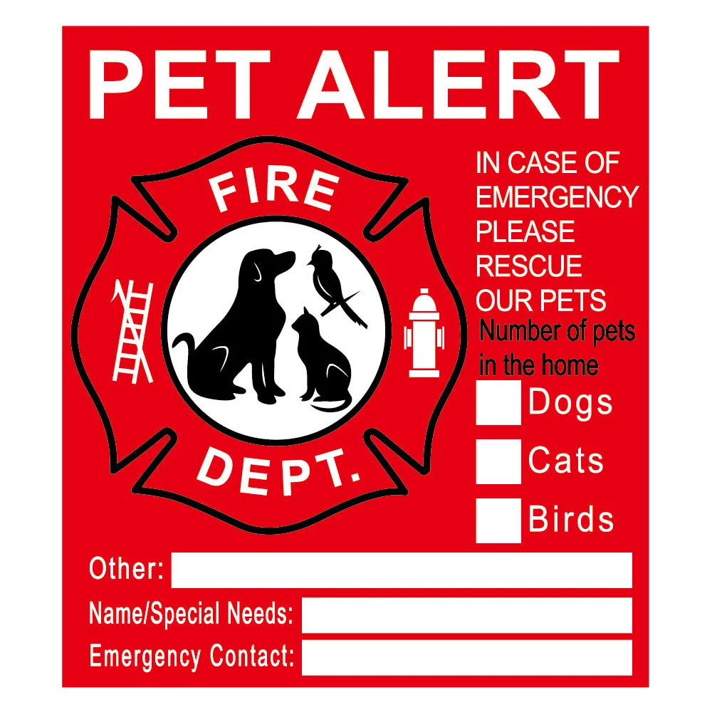 Pet Alert Safety Stickers for Fire Rescue | Emergency Pet Inside Decal for Window or Door