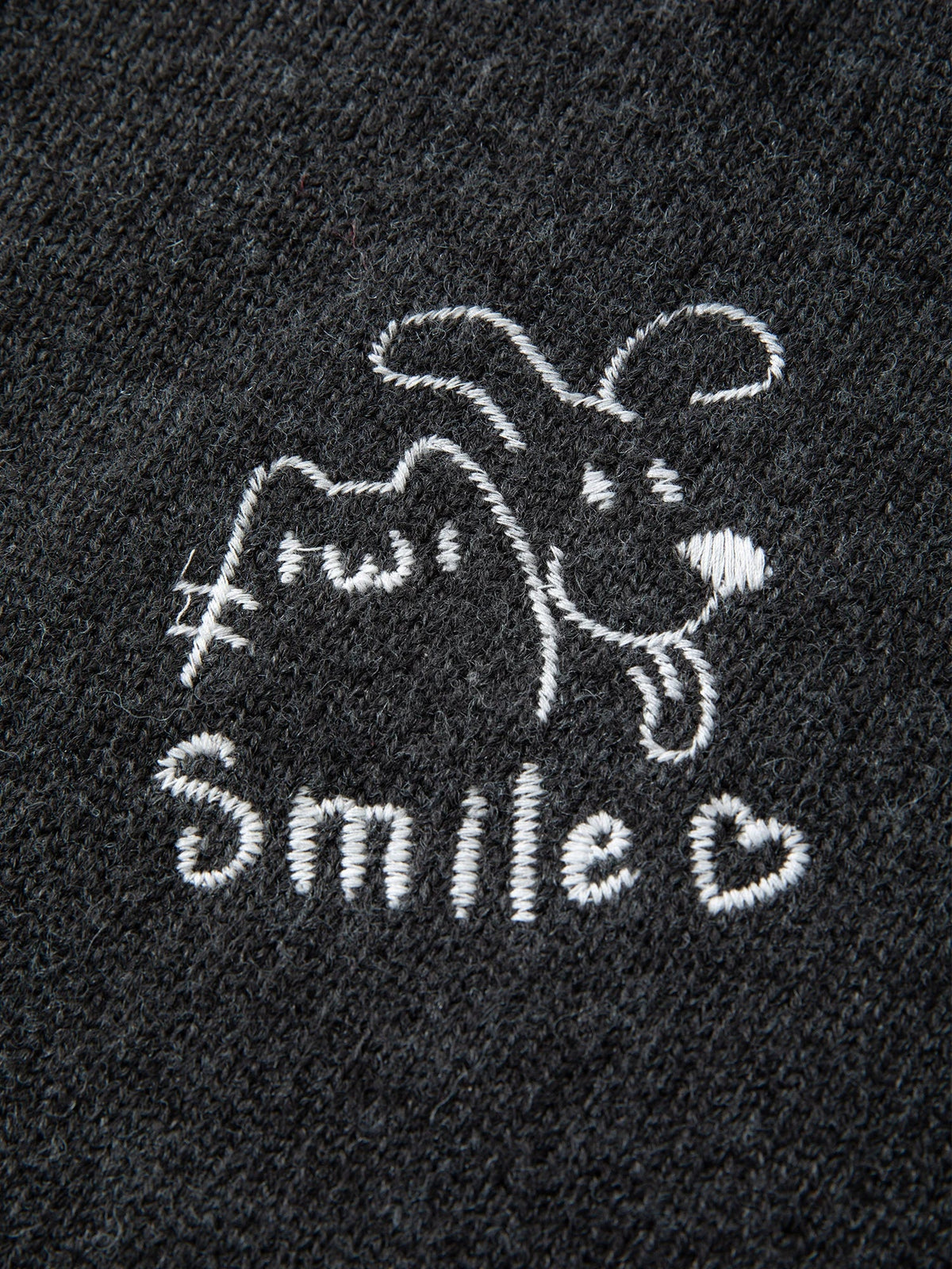 Plus Size Embroidered Round Neck Sweater Cute Winter Knit