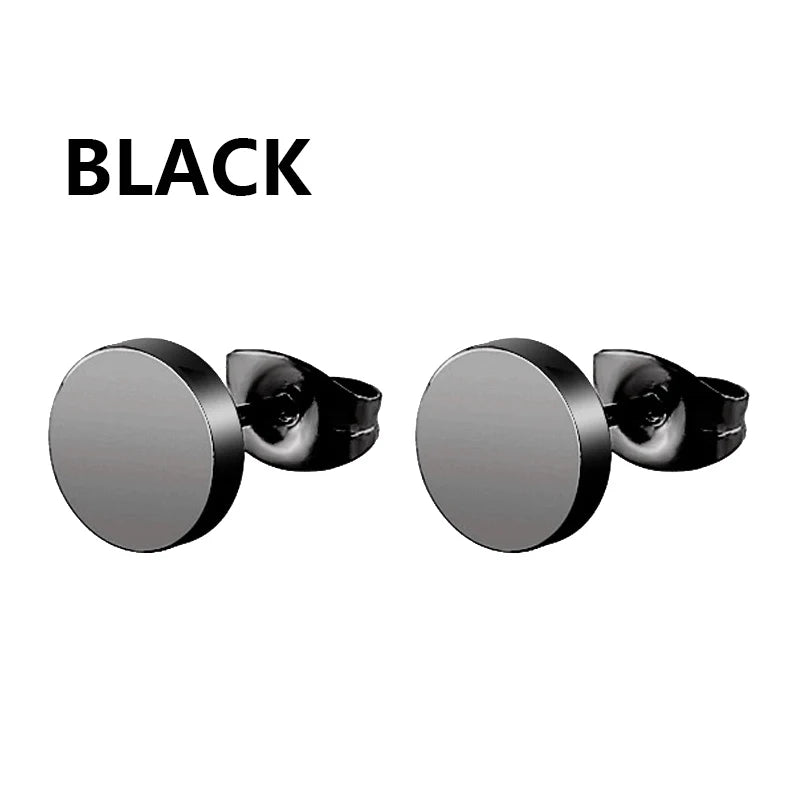 Black Stainless Steel Punk Stud Earrings | Unisex Geometric Drop Earrings