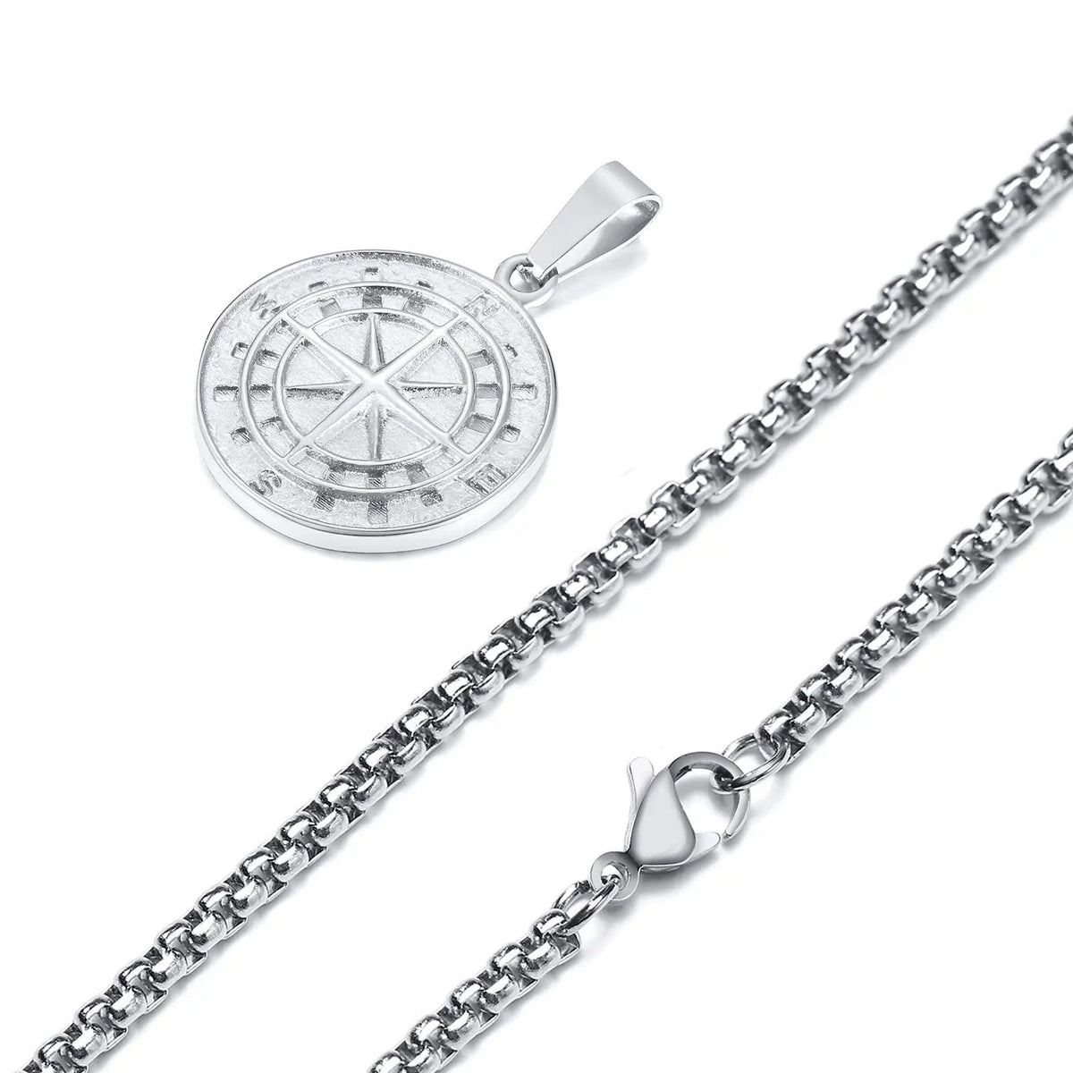 Gold Men's Compass Necklace | Vintage Viking North Star Anchor Stainless Steel Pendant