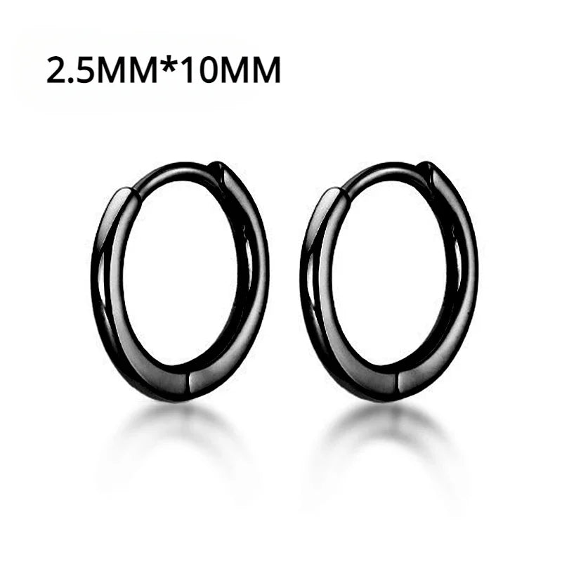 Unisex Punk Black Stainless Steel Hoop Earrings | Gothic Fake Earring Set