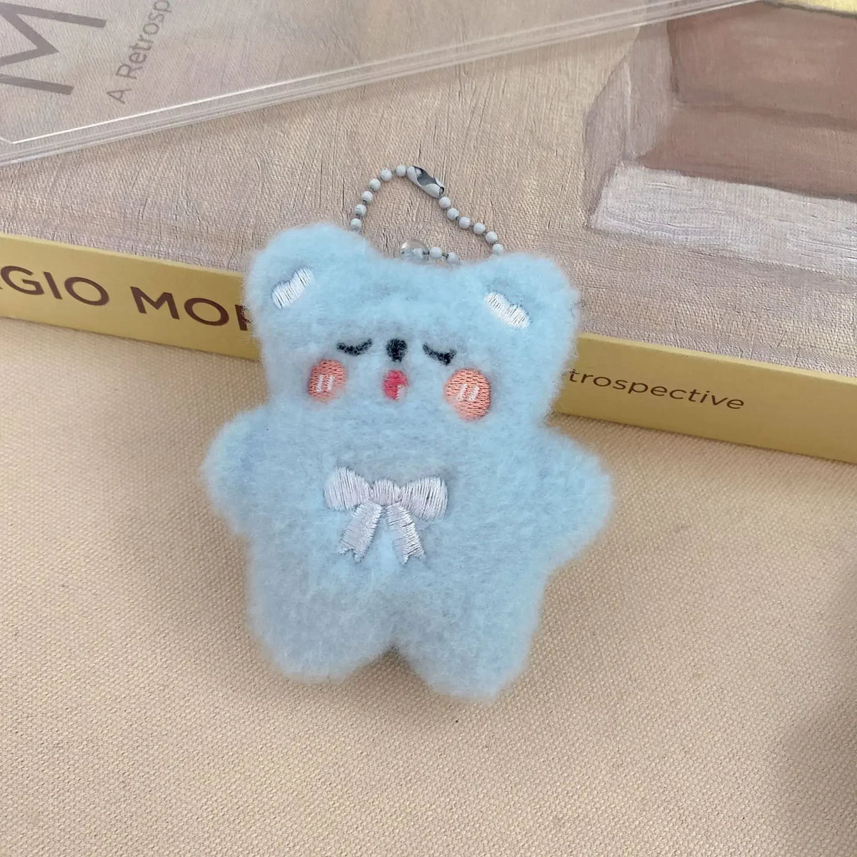 Cartoon Bear Squeak Plush Keychain Toys Pendant Cute Doll Toy Kawaii Soft Stuffed Bag Charms Decorations for Couple Friends Gift