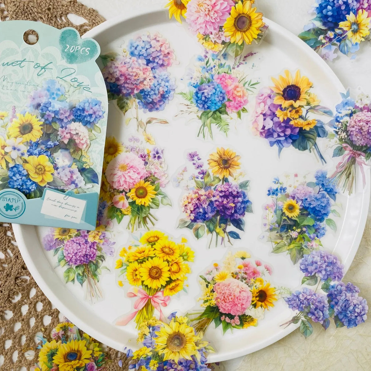 Vintage Floral PET Sticker Pack | 20 Transparent Decals for Junk Journaling