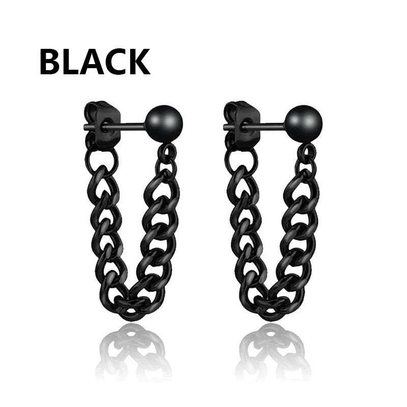 2pc Punk Cross Feather Stud Earrings | Unisex Stainless Steel Hoop Earrings