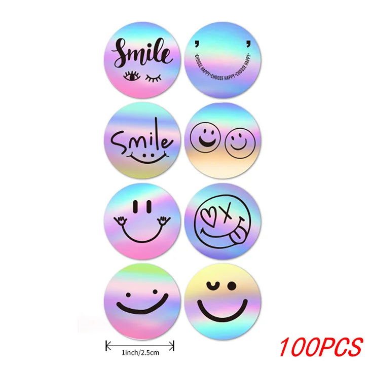 Rainbow Laser Thank You Stickers for Small Business Orders | 1 Inch Round Envelope Sealing Labels