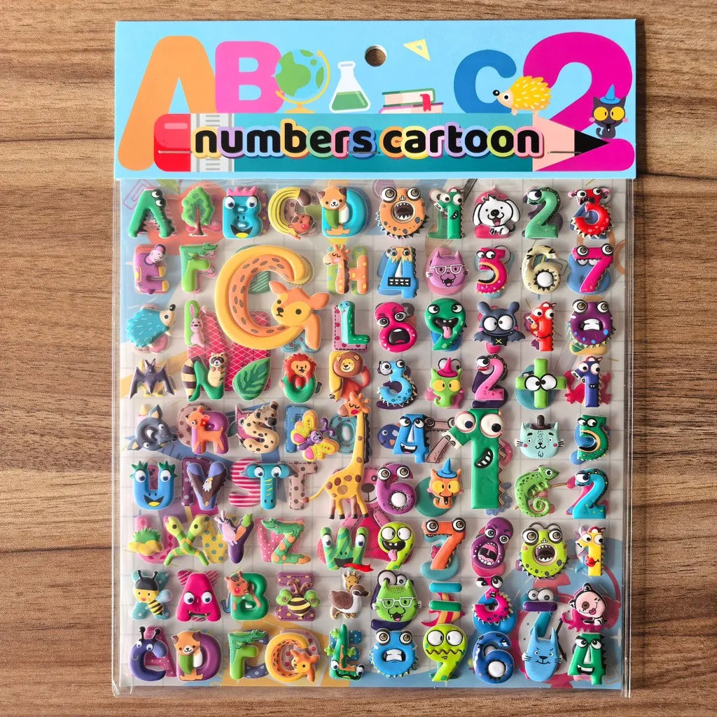 9 Styles Cute Double Layer 3D Foam Stickers | Alphabet Cars Food Cartoon for Notebook Journal Phone Case Decoration