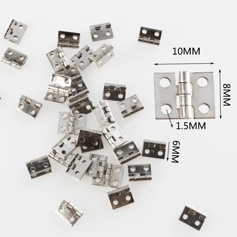 50Pcs Tiny Golden Mini Metal Hinges for 1/12 Dollhouse Miniature Furniture | Cabinet Hardware