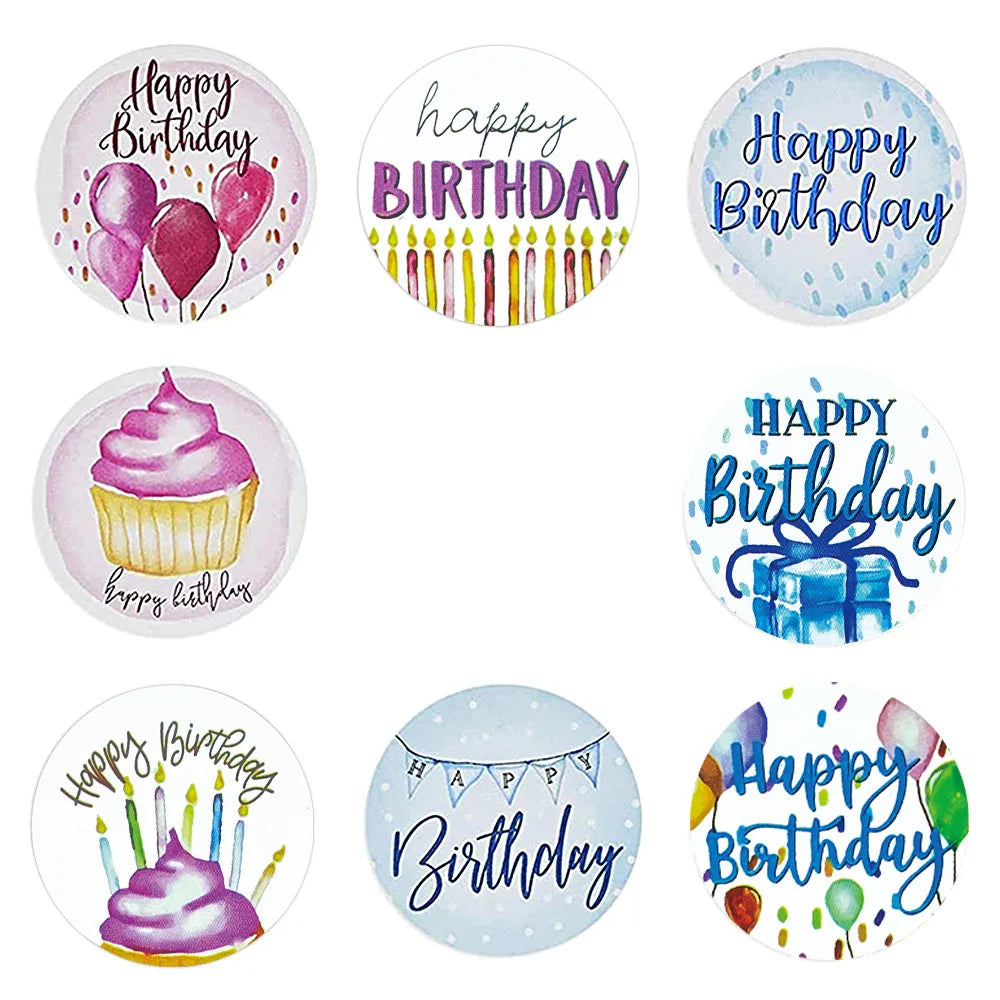 Happy Birthday Roll Stickers | Fun Party Decals for Cards and Gifts